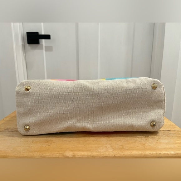 NWT Trina Turk Striped Canvas Tote Bag Spring Inspired - Picture 9 of 11